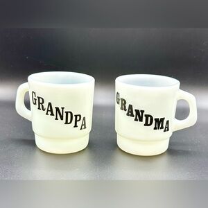 Vintage Grandma Grandpa Coffee Milk Glass Mug Black Poem Termocrisa Mexico MCM
